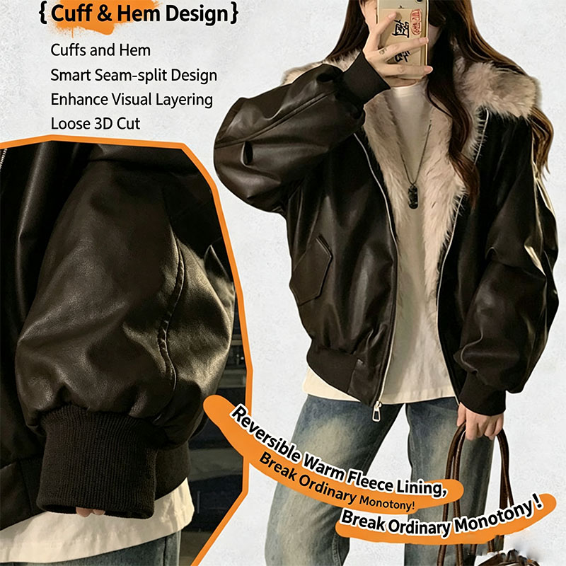 Women'S Fashion Bomber Jacket - Зимняя теплая флисовая куртка с капюшоном