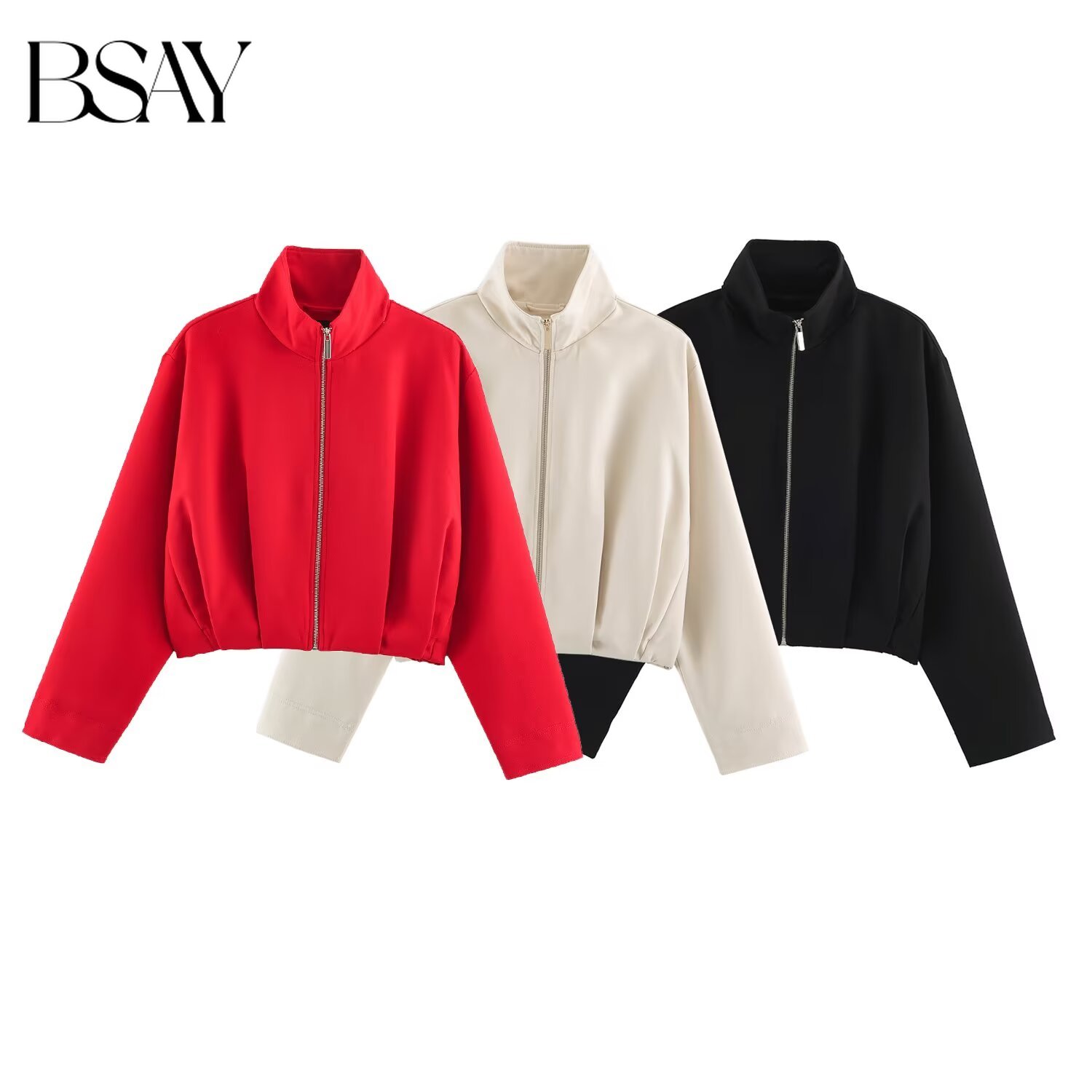 Women'S Fashion Bomber Jacket - BSAY 2026 Женская укороченная куртка-бомбер в