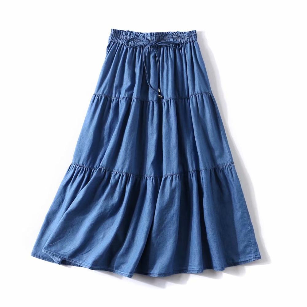 Pleated Skirt Women - Женские плиссированные джинсовые юбки с рюшами,