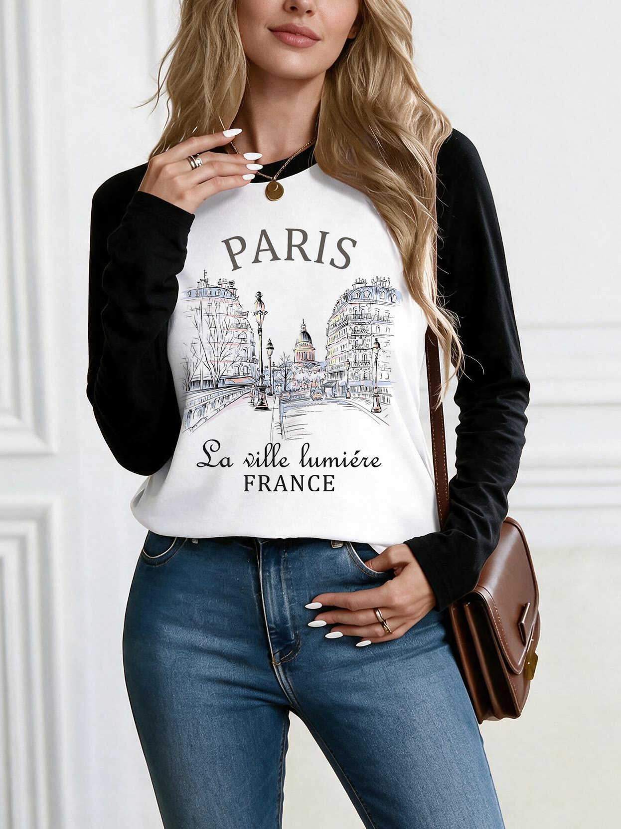 Women'S Fashion Paris - Модная футболка с принтом «Bonjour Paris»,