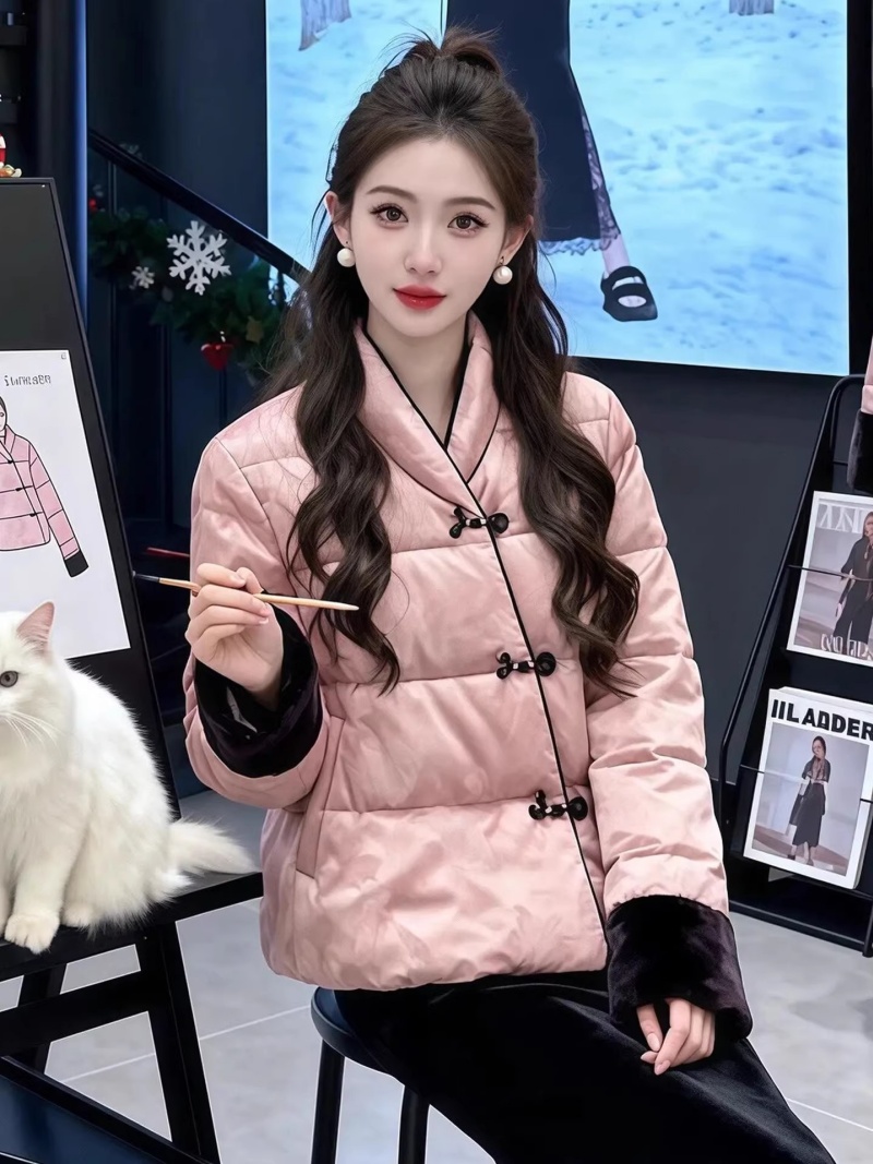 Women'S Fashion Quilted Jacket - Теплая розовая стеганая куртка для женщин,