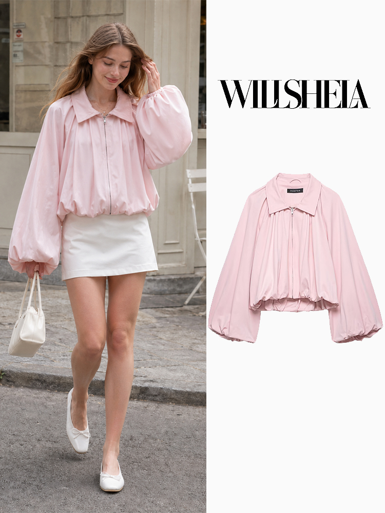 Women'S Fashion Bomber Jacket - Женская модная розовая куртка-бомбер Willshela с
