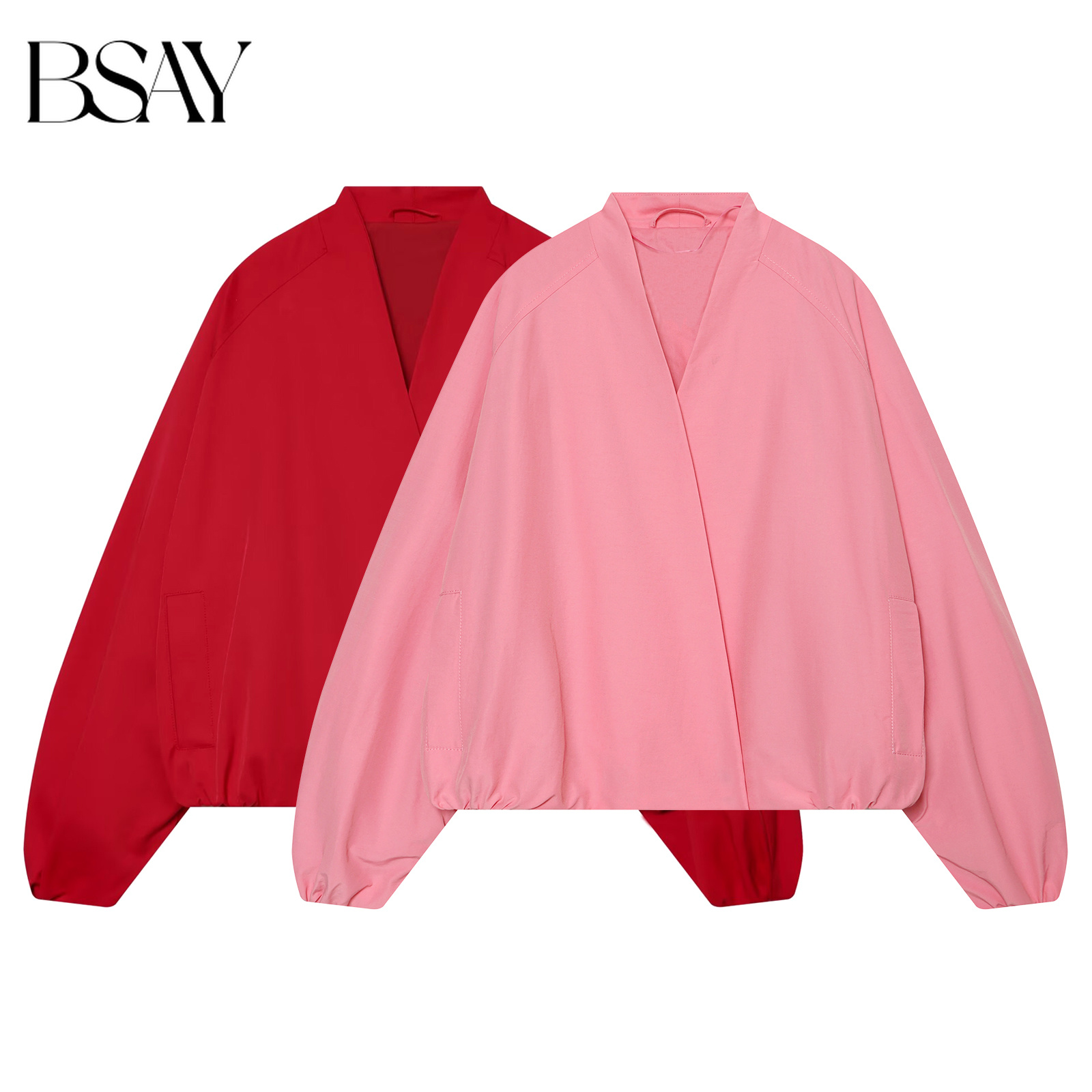 Women'S Fashion Bomber Jacket - Женская модная свободная короткая куртка-бомбер BSAY
