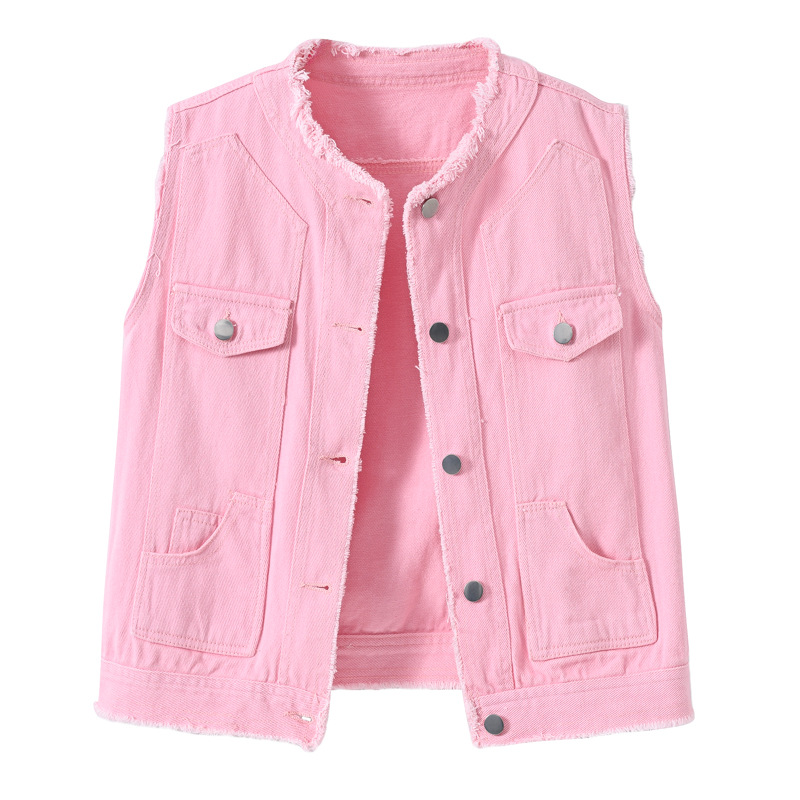 Women'S Fashion Vest Tops - Женский джинсовый жилет без рукавов с