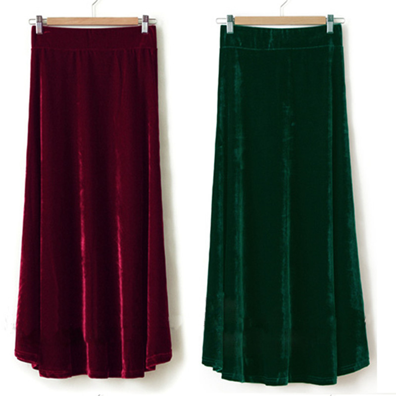 Pleated Skirt Women - TIYIHAILEY-Женская велюровая плиссированная бархатная юбка, Длинное