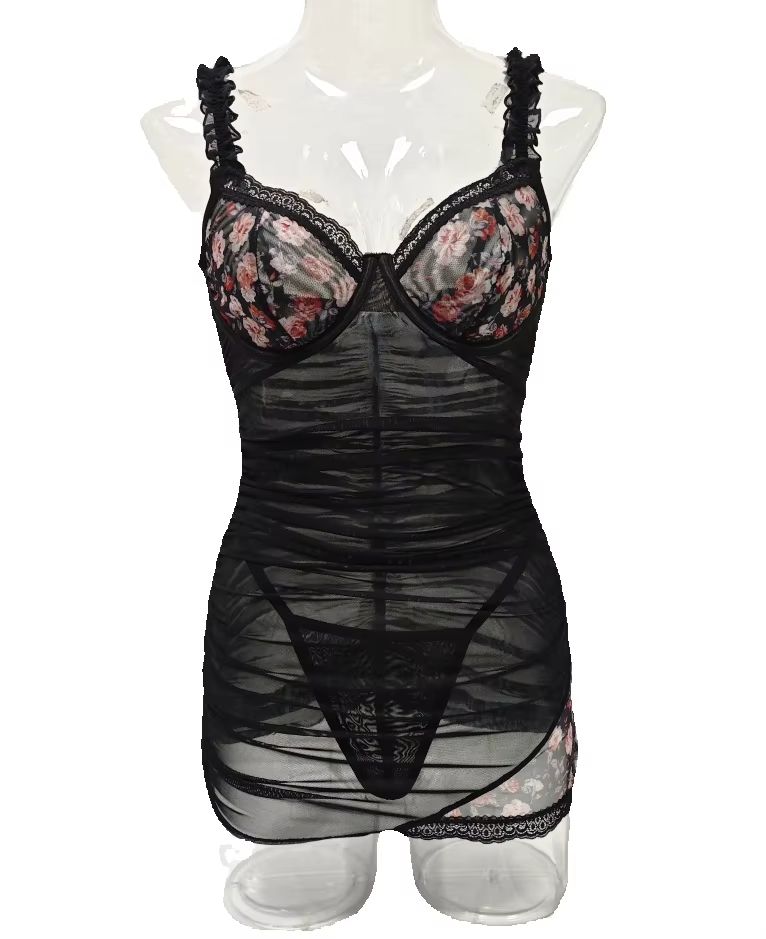 Bodycon Dress Women - Женское кружевное белье-платье с рюшами, на