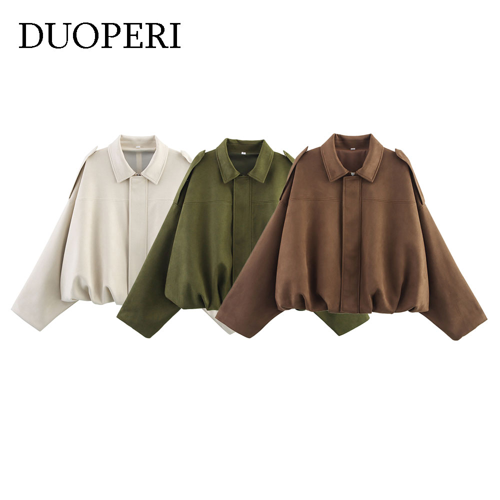 Women'S Fashion Bomber Jacket - DUOPERI женские модные однотонные куртки-бомберы на