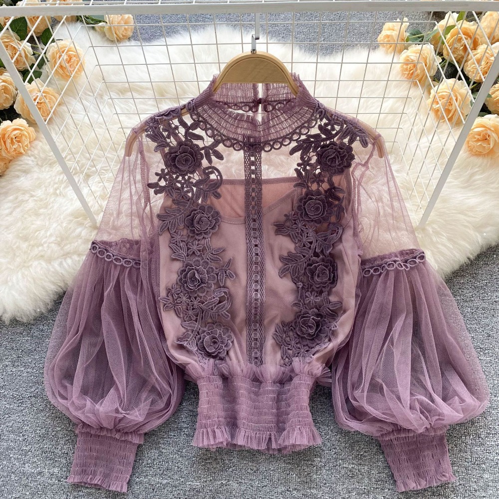 2 шт./компл., кружевная пышная – обзор и цена Puff Sleeve Blouse