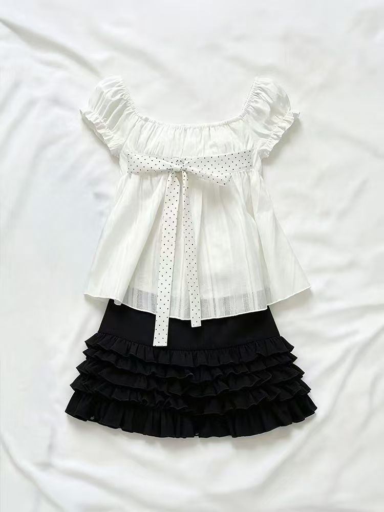 Милый корейский модный комплек – обзор и цена Puff Sleeve Blouse