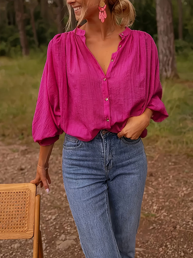 Новая элегантная рубашка с вор – обзор и цена Puff Sleeve Blouse