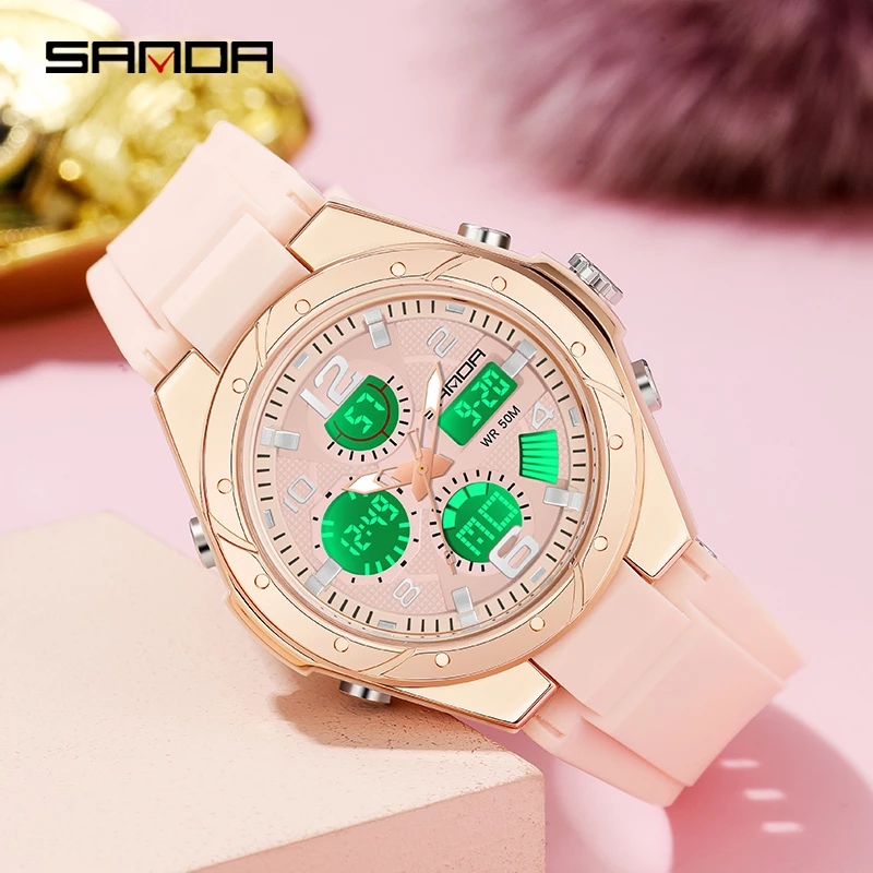 Розовые часы SANDA для женщин, – обзор и цена Women'S Fashion Digital Watch
