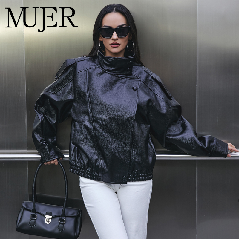MUJER женская куртка из искусс – обзор и цена Women'S Fashion Bomber Jacket